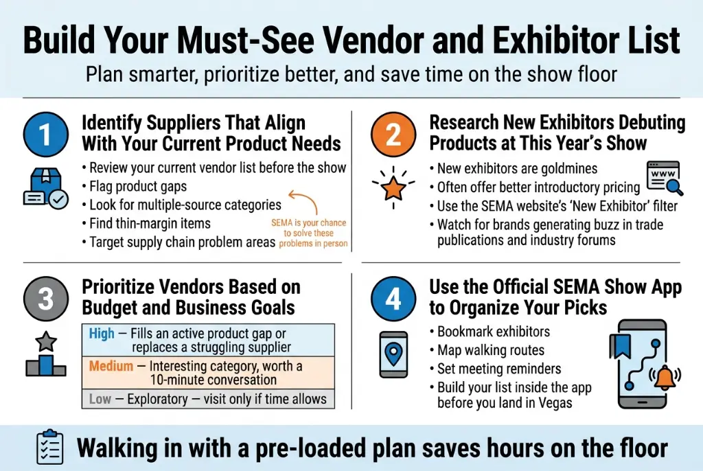 Build Your Must-See Vendor and Exhibitor List. Plan smarter, prioritize better, and save time on the show floor.